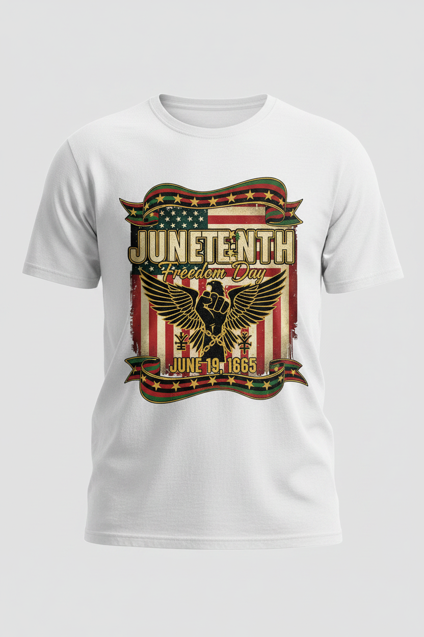 Juneteenth Freedom Day Heritage Banner - White Shirt