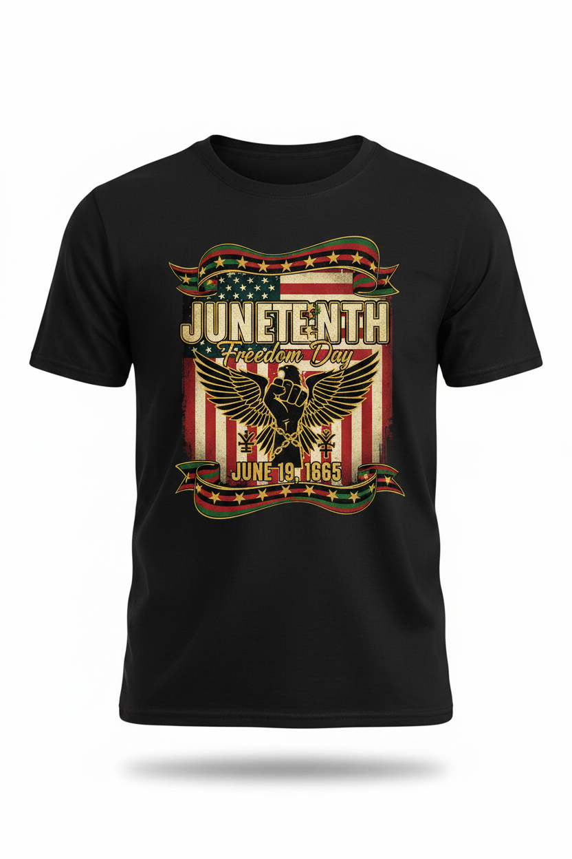 Juneteenth Freedom Day Heritage Banner - Black Shirt